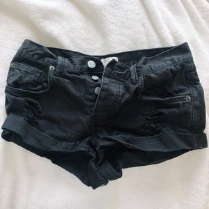 black denim jean shorts